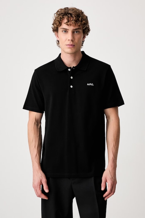 A.P.C. polo tričko pánske bavlnené polo standard GOTS čierna COGWZ.H26342