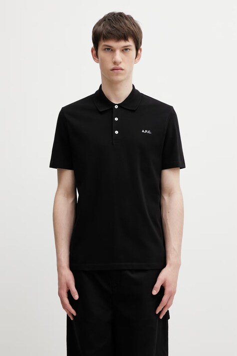 A.P.C. polo bawełniane polo standard GOTS kolor czarny gładki COGWZ.H26342