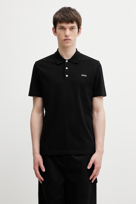 A.P.C. polo bawełniane polo standard GOTS kolor czarny gładki COGWZ.H26342