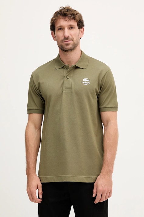 Lacoste polo de bumbac culoarea bej, cu imprimeu, PH2723