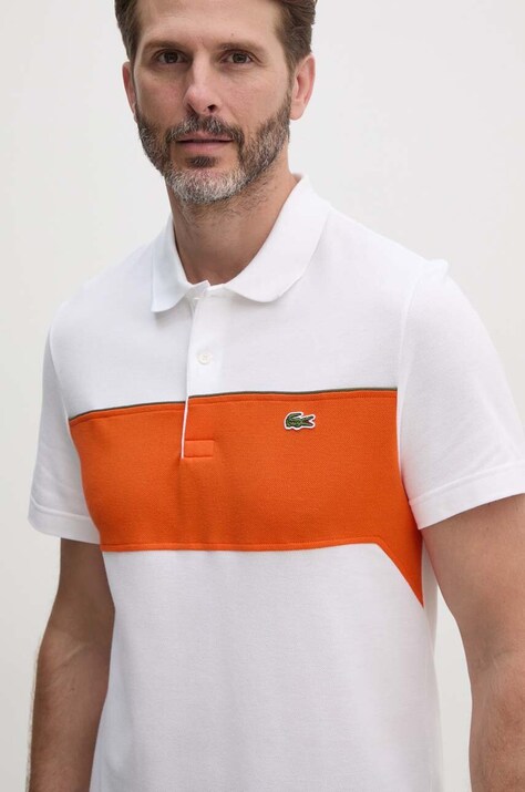 Lacoste polo de bumbac culoarea alb, modelator, PH2847