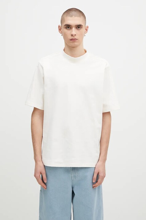 Бавовняна футболка adidas Originals Rolling Links Mock Neck Polo чоловіча колір бежевий однотонна IW6658