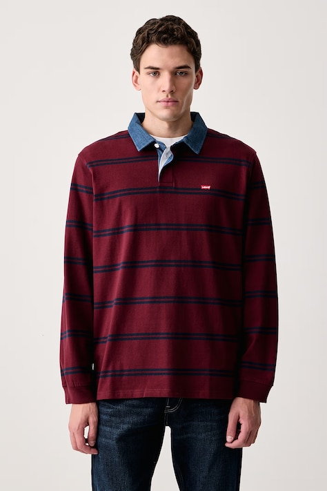 Levi's Majica z dolgimi rokavi moška bombažna CLASSIC LS RUGBY bordo A3120