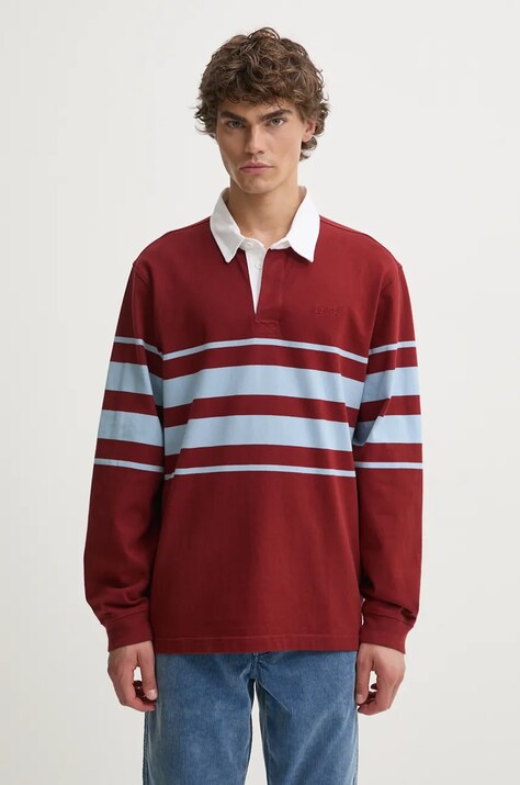 Levi's longsleeve din bumbac culoarea maro, modelator, A4845
