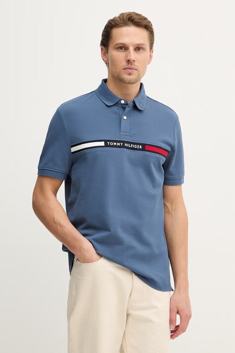 Tommy Hilfiger polo męski kolor niebieski z aplikacją MW0MW38130