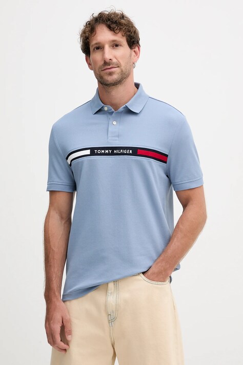 Polo tričko Tommy Hilfiger pánské, tmavomodrá barva, s aplikací, MW0MW38130