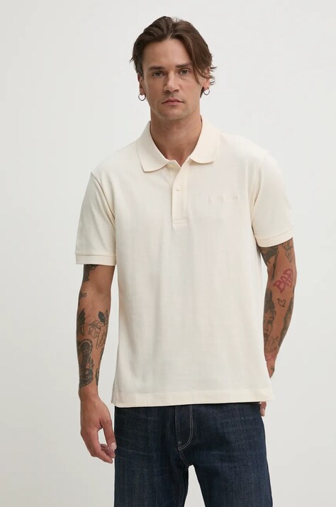 Бавовняне поло Guess Jeans колір бежевий однотонне M4BP29 KCJV1