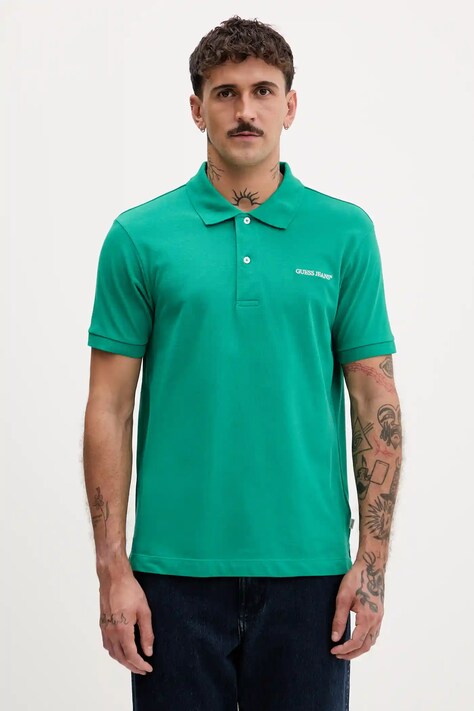 Бавовняне поло Guess Jeans колір рожевий однотонне M4BP29 KCJV1