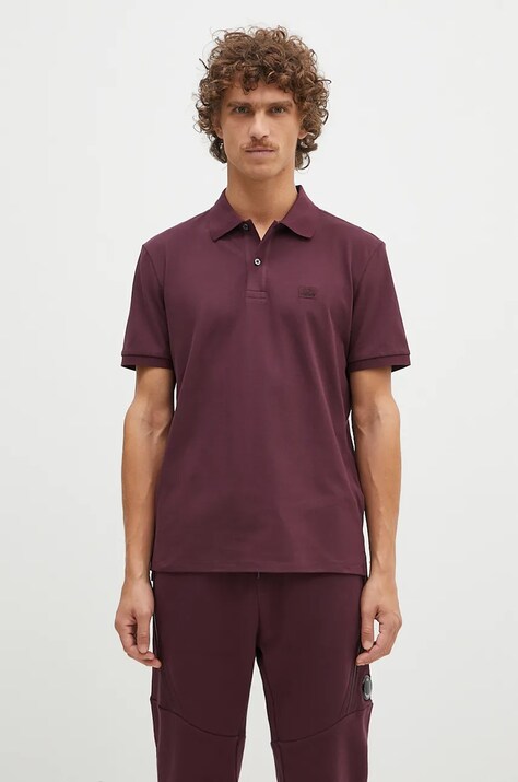 Поло C.P. Company Stretch Piquet Logo Polo чоловіче колір фіолетовий однотонне 17CMPL065A005263W