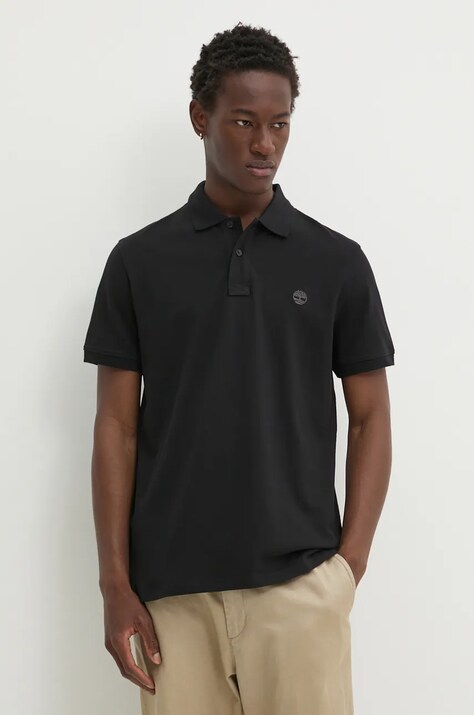 Timberland polo de bumbac culoarea negru, neted, TB0A6VDP0011