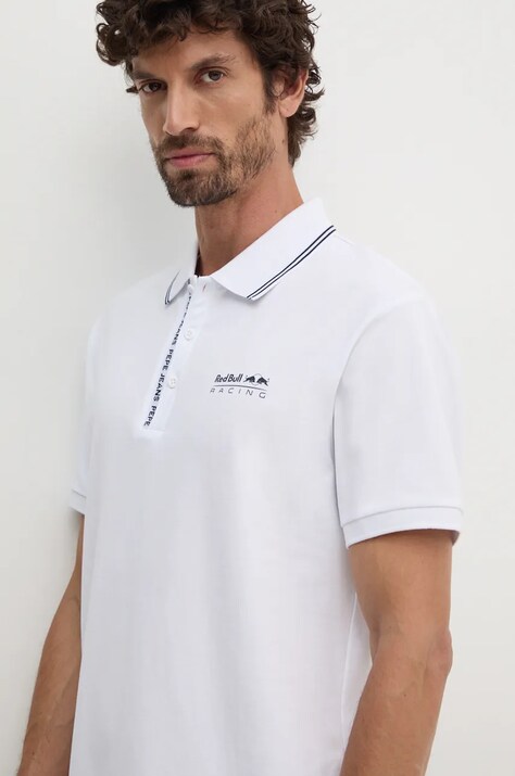 Поло Red Bull Racing x Pepe Jeans Red Bull Racing x Pepe Jeans чоловіче колір білий з принтом RM540001