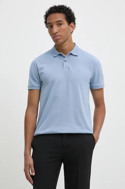 Abercrombie & Fitch polo męski kolor niebieski gładki KI124-4385