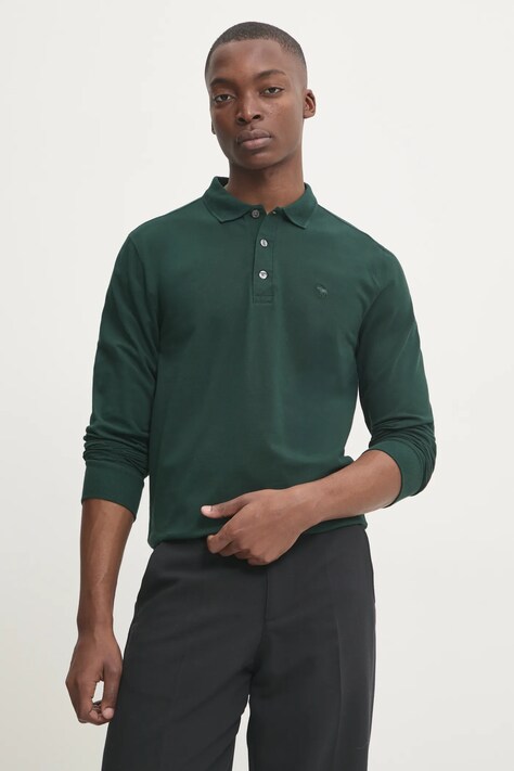 Abercrombie & Fitch longsleeve barbati, culoarea verde, neted, KI124-4549