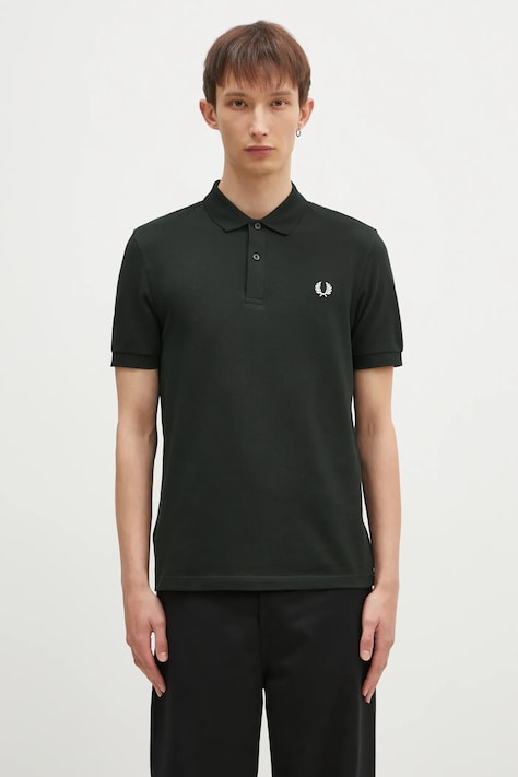 Fred Perry cotton polo shirt men’s green color smooth M6000.T50