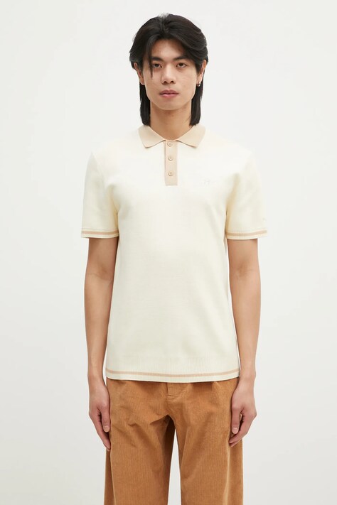 Filling Pieces cotton polo shirt Knit Polo beige color smooth 80713666003