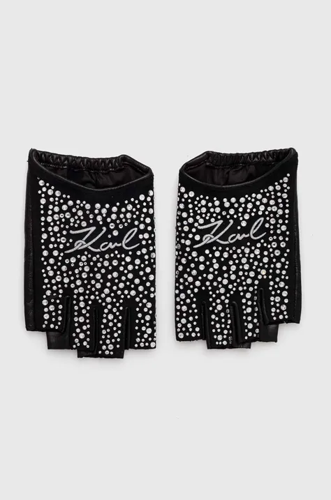 Rukavice bez prstov Karl Lagerfeld dámske, čierna farba, 245W3606