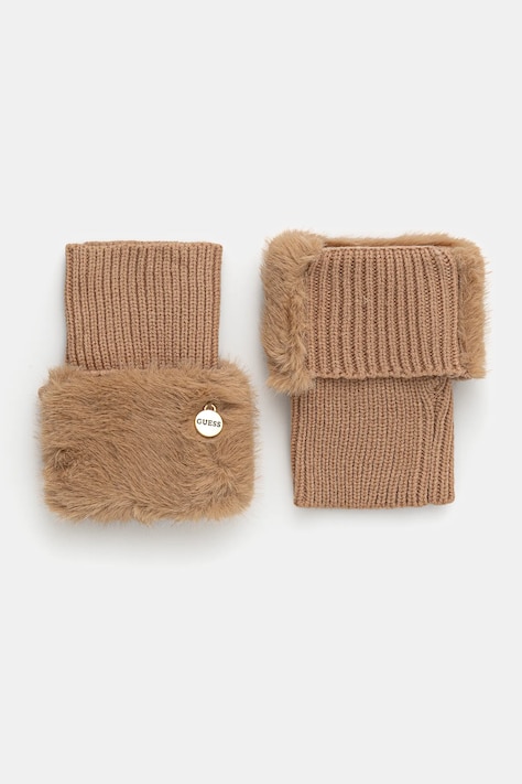 Guess mitenki damskie kolor brązowy AW5208 POL02