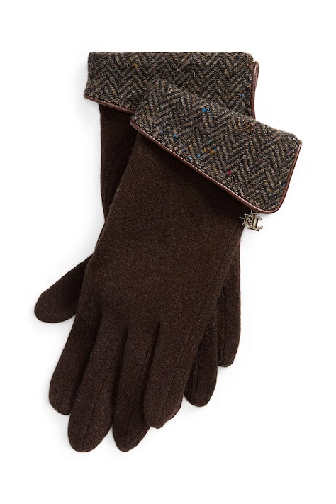 Шерстяные перчатки Lauren Ralph Lauren цвет коричневый 454960115