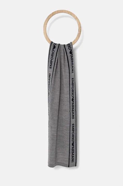 Дитячий вовняний шарф Emporio Armani колір сірий візерунок 404708 4F490