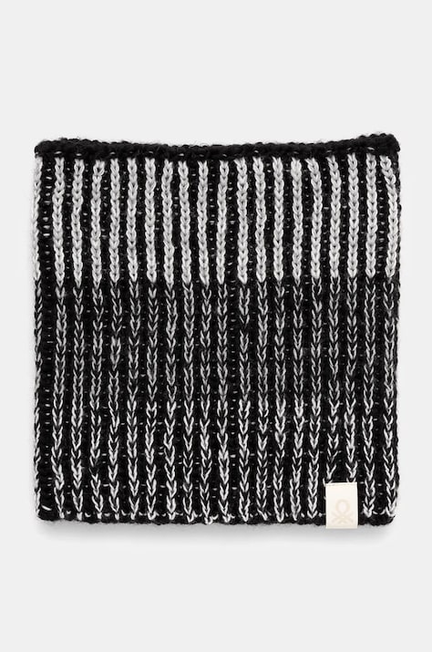 United Colors of Benetton komin z domieszką wełny dziecięcy kolor czarny wzorzysty 115HQU011