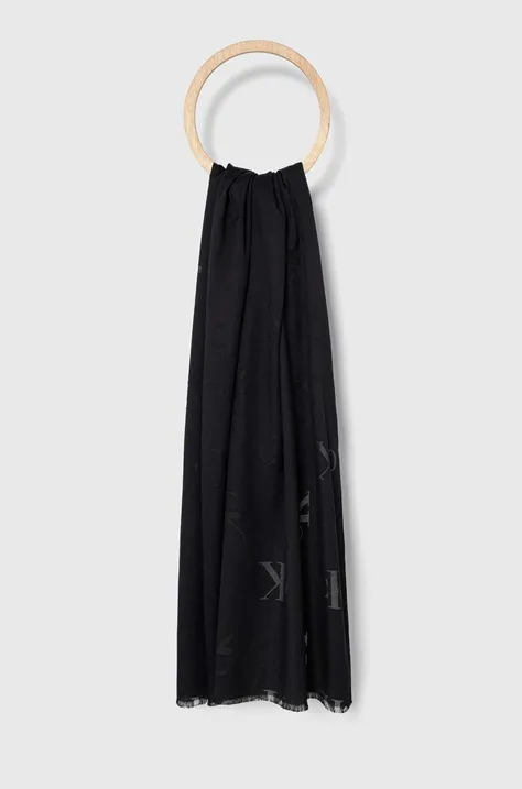 Šál Calvin Klein Jeans dámsky, čierna farba, jednofarebný, K60K612326