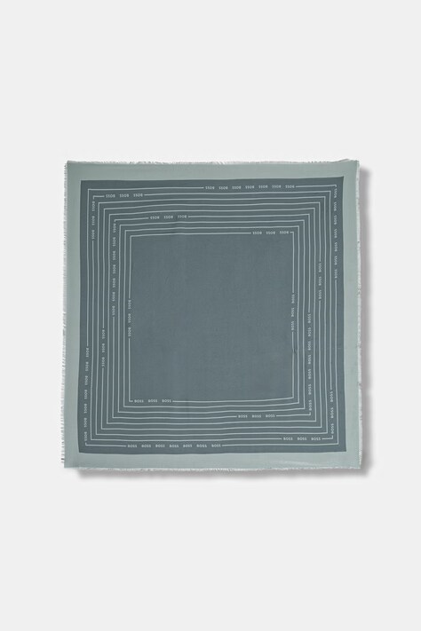 BOSS chusta z domieszką jedwabiu Laik kolor niebieski wzorzysta 50521800