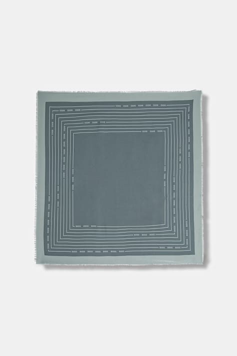 Šatka s prímesou hodvábu BOSS Laik šedá farba, vzorovaná, 50521800