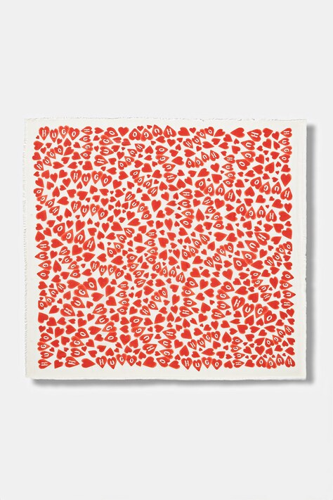 HUGO chusta Alycia damska kolor biały wzorzysta 50517680