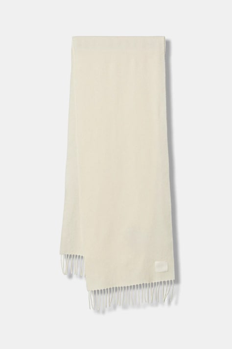 Vlněná šála HUGO Bisette černá barva, hladká, 50517683