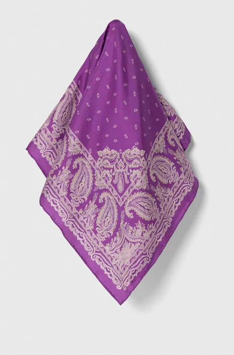 Hedvábný šátek Lauren Ralph Lauren fialová barva, 454953604