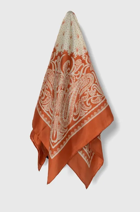 Hodvábna šatka Lauren Ralph Lauren oranžová farba, vzorovaná, 454953608
