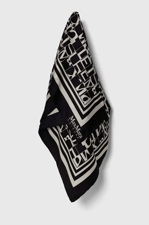Hodvábna šatka Max Mara Leisure čierna farba, vzorovaná, 2426546017600