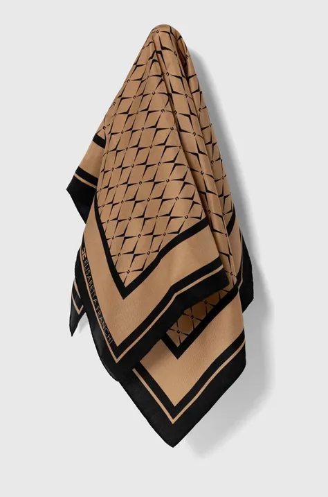 Шелковый платок на шею Elisabetta Franchi цвет бежевый узорный FO02L46E2