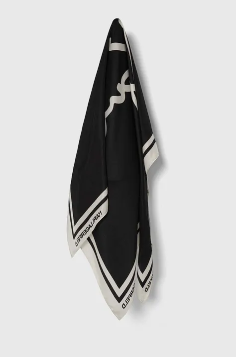Hodvábna šatka Karl Lagerfeld čierna farba, vzorovaná, 245W3307