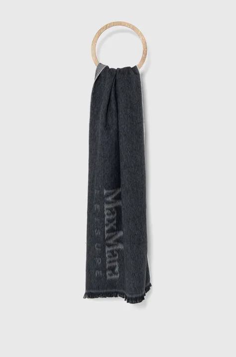 Шерстяной шарф Max Mara Leisure цвет серый узорный 2426546028600