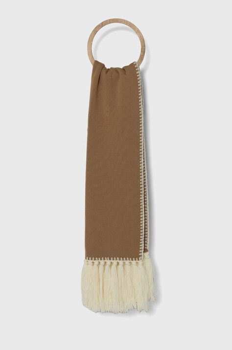 Вовняний шарф Luisa Spagnoli MUSIC колір бежевий однотонний 58427