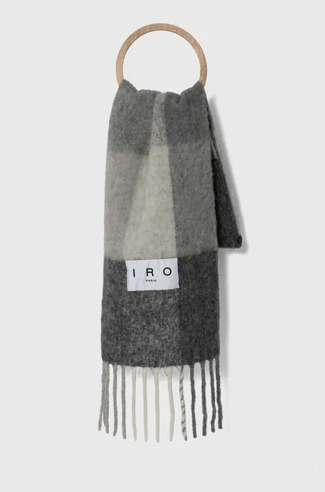 Шерстяной шарф IRO цвет серый узорный WP52AURAY