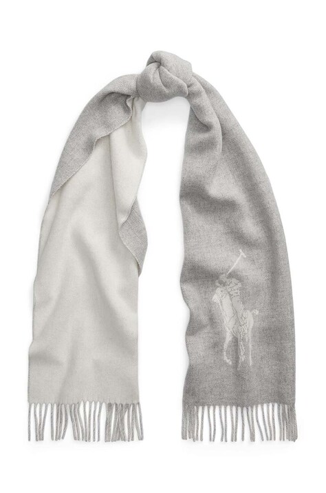 Kratki vuneni šal Polo Ralph Lauren boja: siva, bez uzorka, 455954331