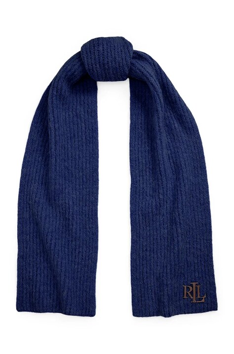 Lauren Ralph Lauren esarfa din amestec de lana culoarea albastru marin, neted, 454960069