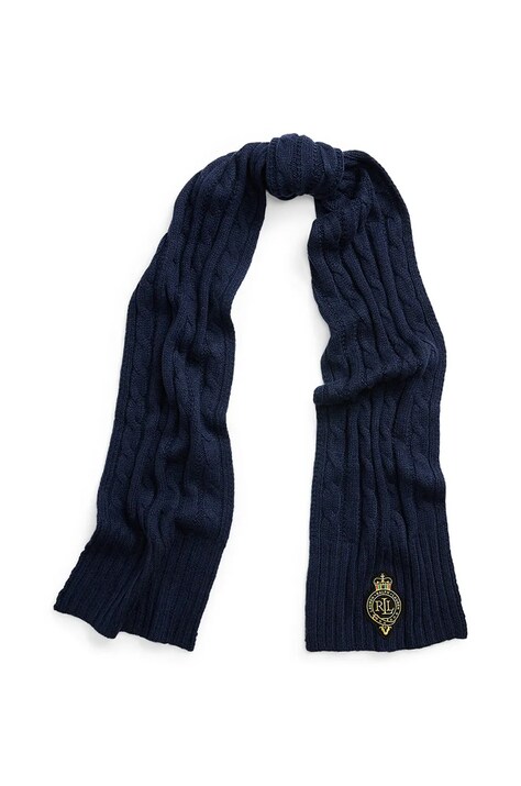 Lauren Ralph Lauren esarfa din amestec de lana culoarea albastru marin, neted, 454960071
