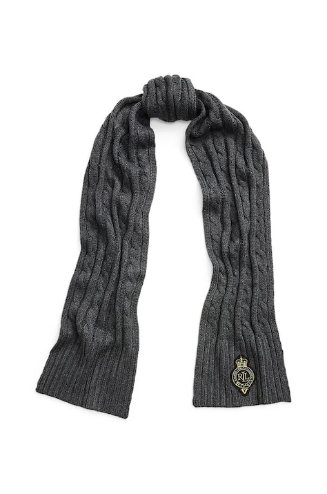 Šál s prímesou vlny Lauren Ralph Lauren šedá farba, jednofarebný, 454960071