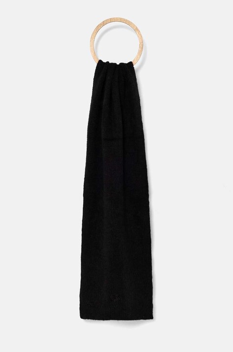 Calvin Klein esarfa de lana culoarea negru, neted, K60K612610