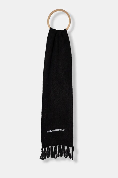 Karl Lagerfeld fular femei, culoarea negru, neted, 246W3305