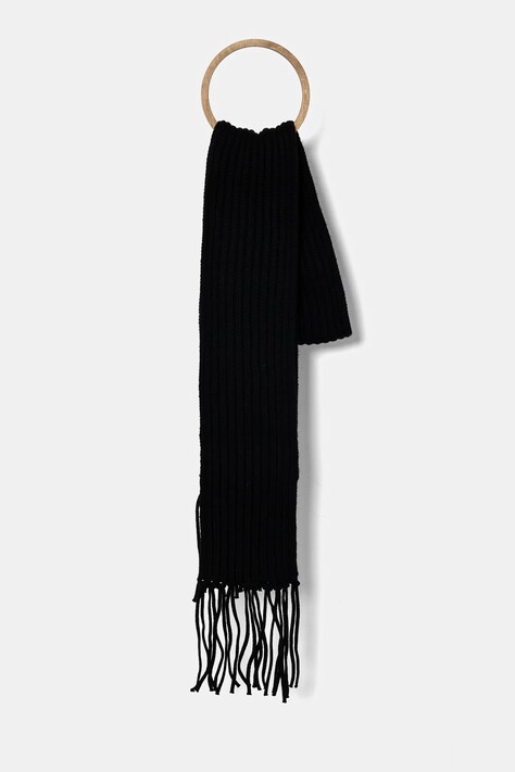 Вовняний шарф Nanushka IZAIA колір чорний однотонний NU24FWSC10499