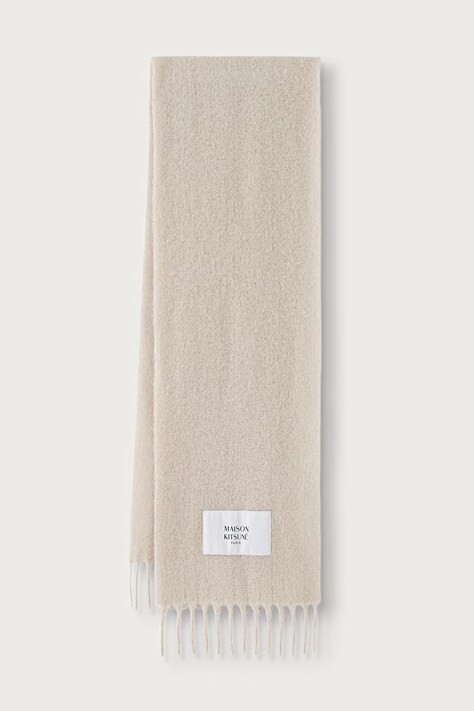 Maison Kitsuné Alpaca szalik z wełną damski beżowy LM06206WA0022