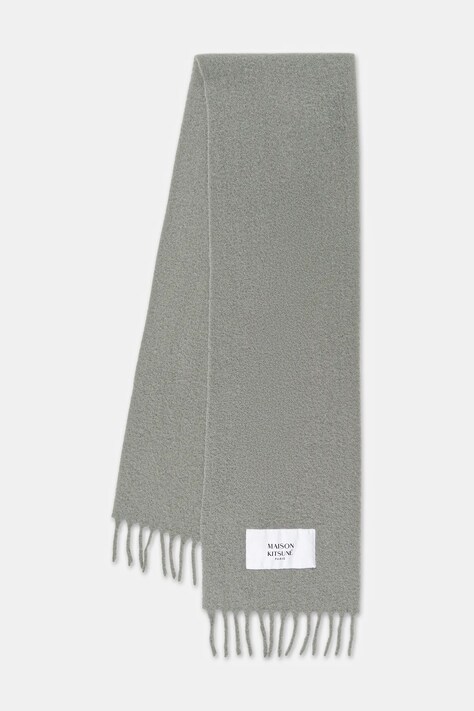 Maison Kitsuné szalik Baby Alpaca damski kolor zielony gładki LM06206WA0022