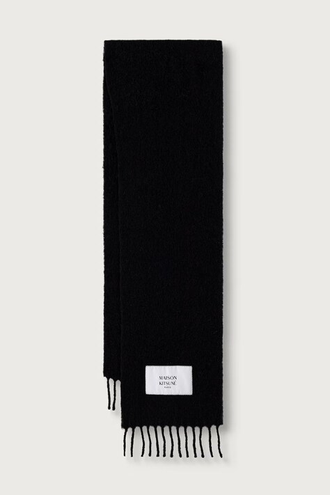 Maison Kitsuné Alpaca szalik z wełną damski czarny LM06206WA0022
