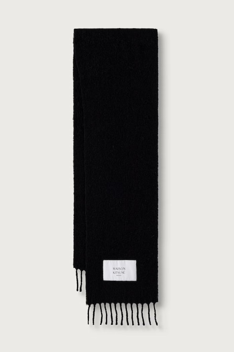 Maison Kitsuné Alpaca szalik z wełną damski czarny LM06206WA0022