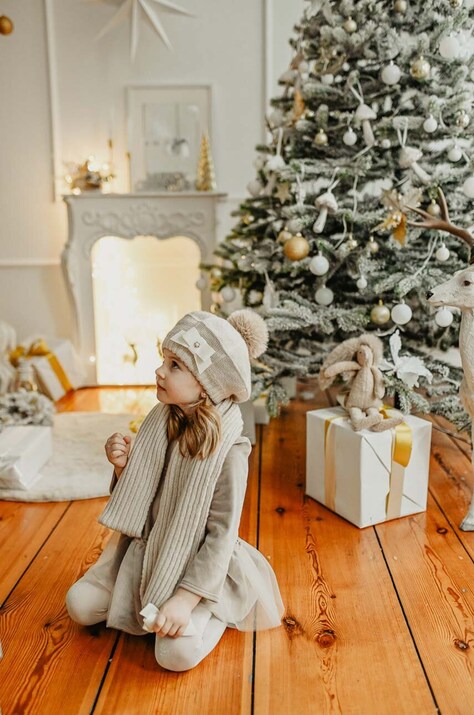 Детский шарф с примесью шерсти Jamiks CIPRIAN цвет бежевый однотонный JZH425