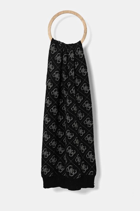Guess esarfa din amestec de lana culoarea negru, modelator, AM9468.POL03